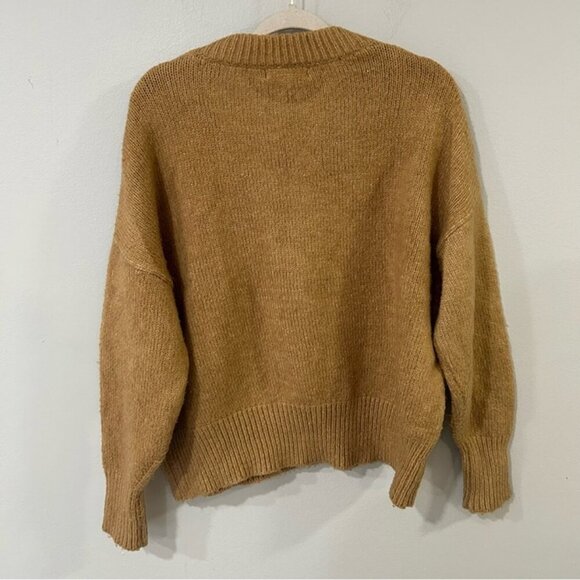 Zara Knit Tan Crewneck Chunky Oversized Long Sleeve Sweater Women’s Size Small - Picture 4 of 5